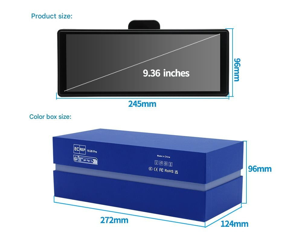 9.36-Inch Portable Dash Recorder Car Navigation Hd Reversing Image Wireless Carplay