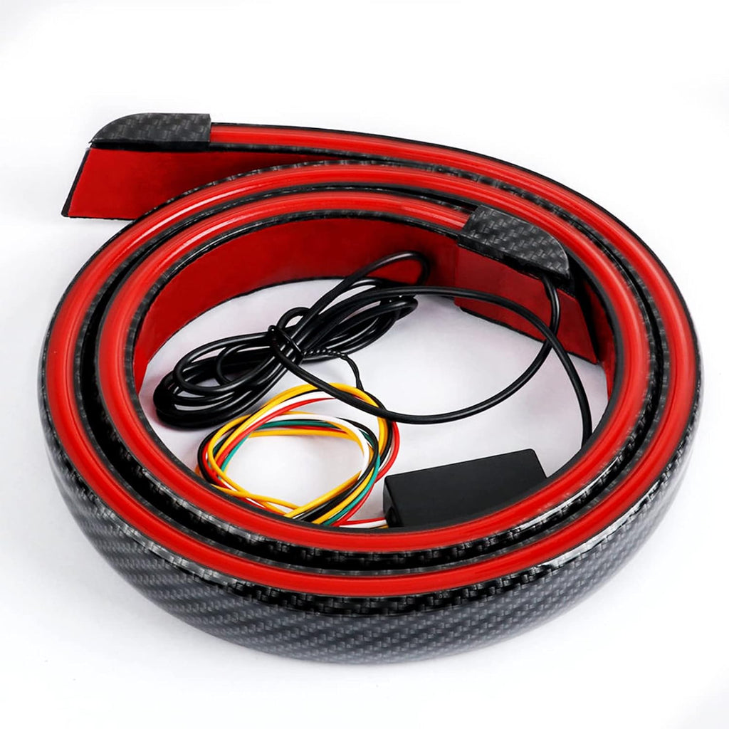 Universal Exterior Rear Roof Spoiler Tail Wing Splitter Carbon Fiber Accessories LED Strip Lights for Cars Driving Brake Turn Signal Running Warning Trim Lamp